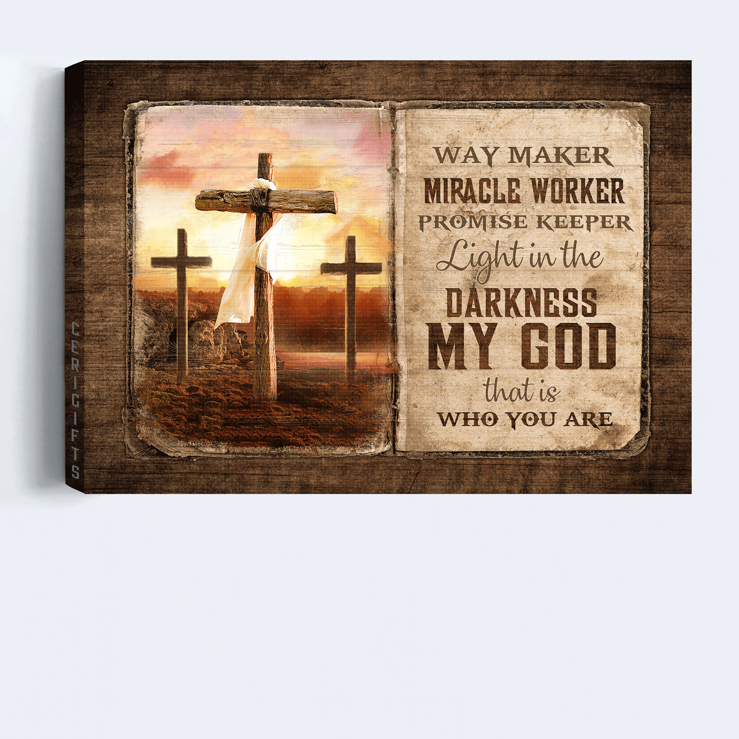 Jesus Landscape Canvas - The Old Rugged Crosses, Sunset Painting Canvas - Gift For Christian - My God Is The Light In The Darkness Canvas