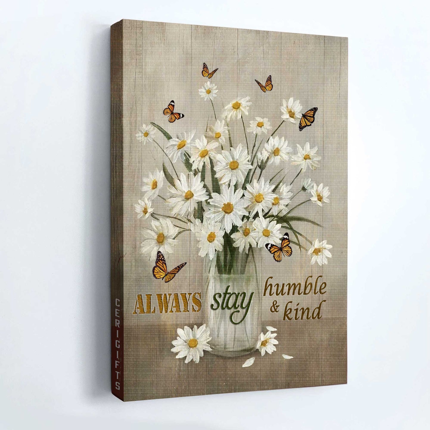 Jesus Portrait Canvas Canvas - Beautiful daisy vase, Still life drawing, Butterfly car Portrait Canvas Canvas - Gift For Christian - Always stay humble and kind