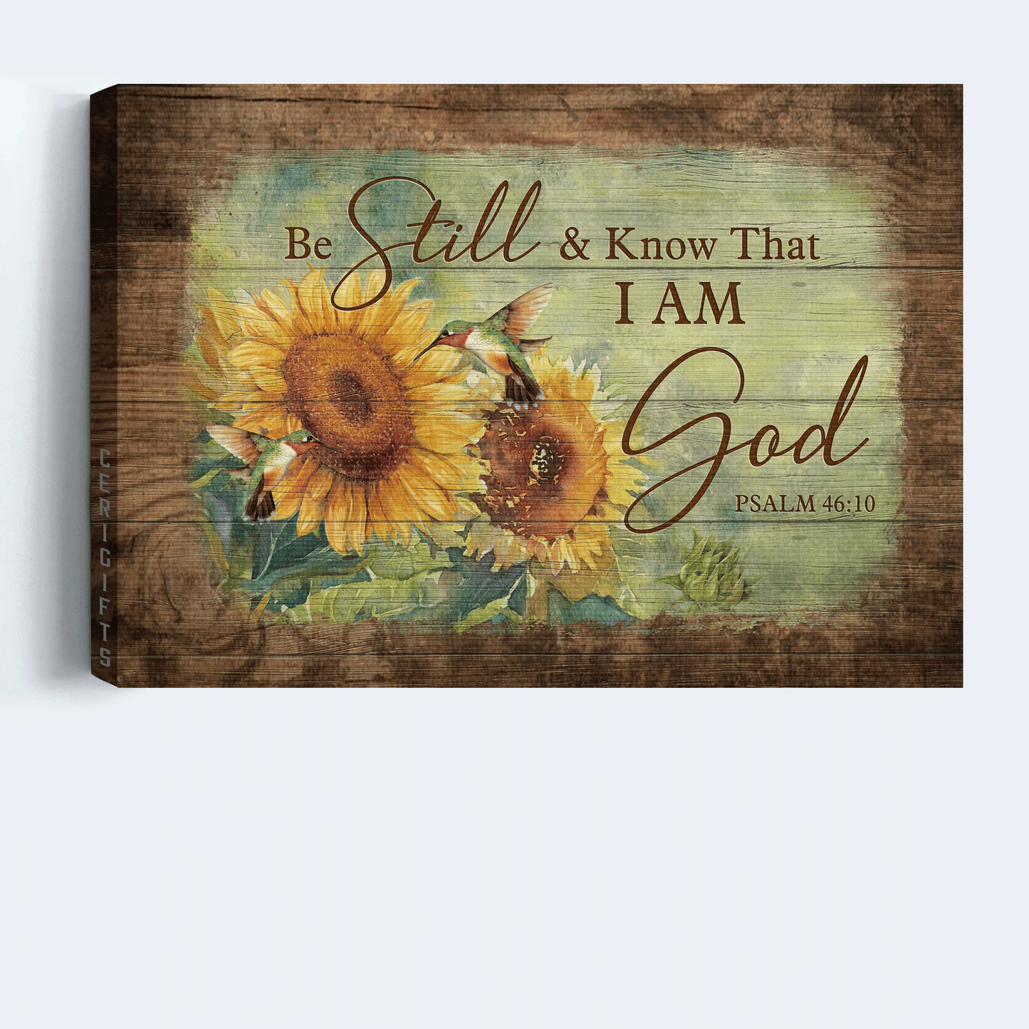 Jesus Landscape Canvas - Stunning Sunflower, Hummingbird Canvas - Gift For Christian - Be still and know that I am God Landscape Canvas
