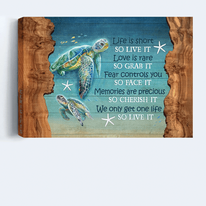 Jesus Landscape Canvas - Turtle, Ocean View, Starfish Canvas - Gift For Christian - We Only Get One Life So Live It Canvas