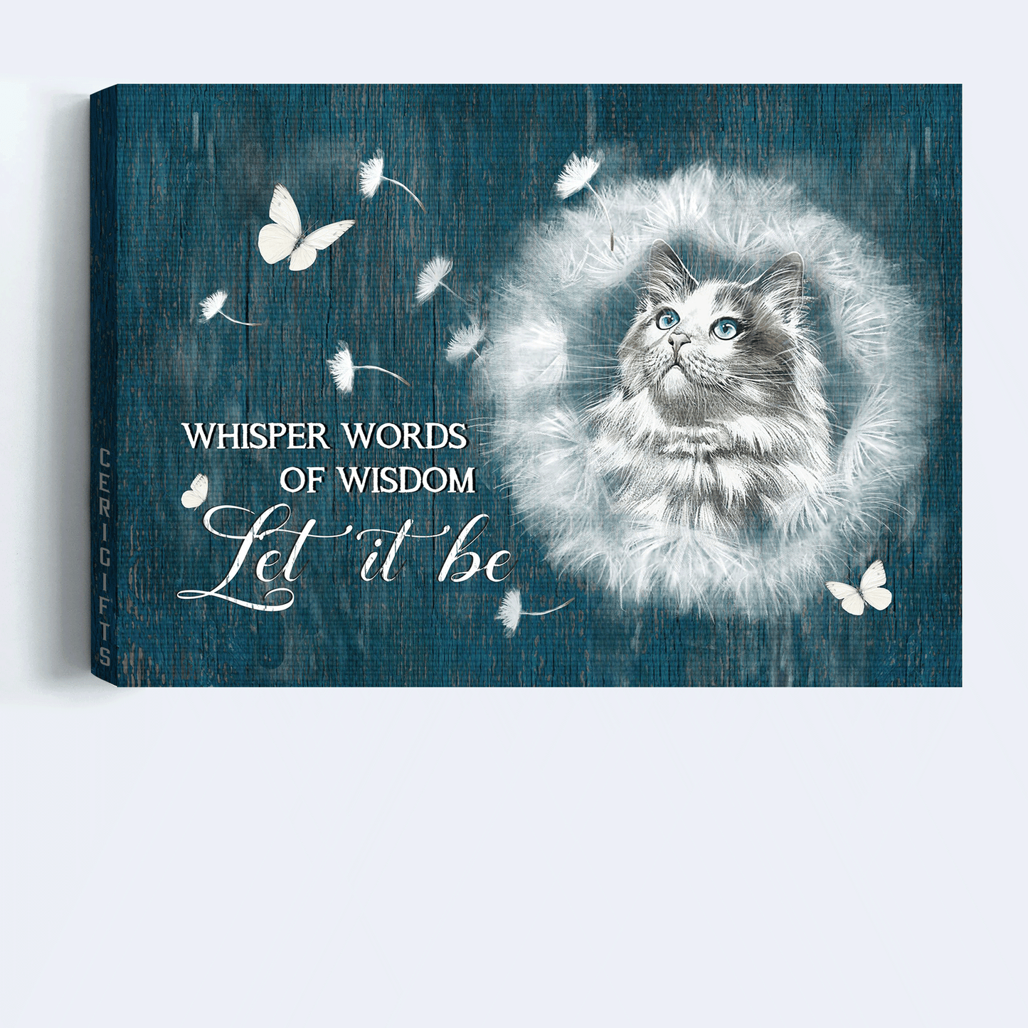 Jesus Landscape Canvas - Beautiful Cat, Dandelion Drawing, White Butterfly Landscape Canvas - Gift For Christian - Let It Be