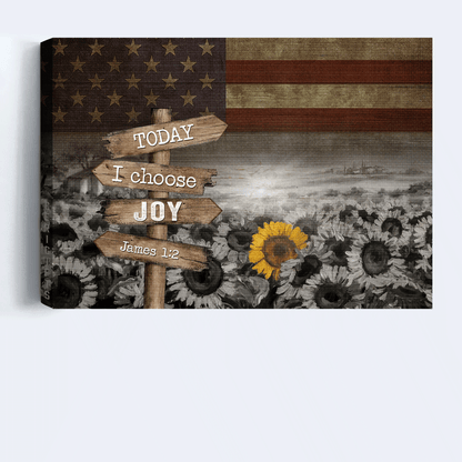 Jesus Landscape Canvas- Black and white painting, Unique sunflower, US flag - Gift for Christian- Today I choose joy - Landscape Canvas Prints, Christian Wall Art