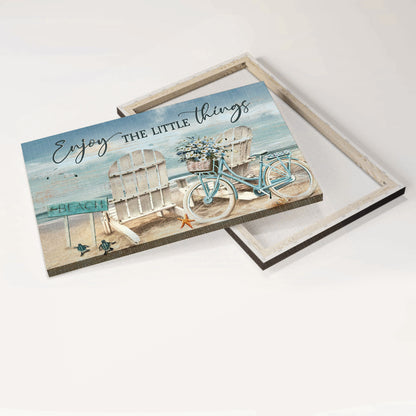Jesus Landscape Canvas - Antique chair, Blue bicycle, Beautiful ocean Landscape Canvas - Gift For Christian - Enjoy the little things