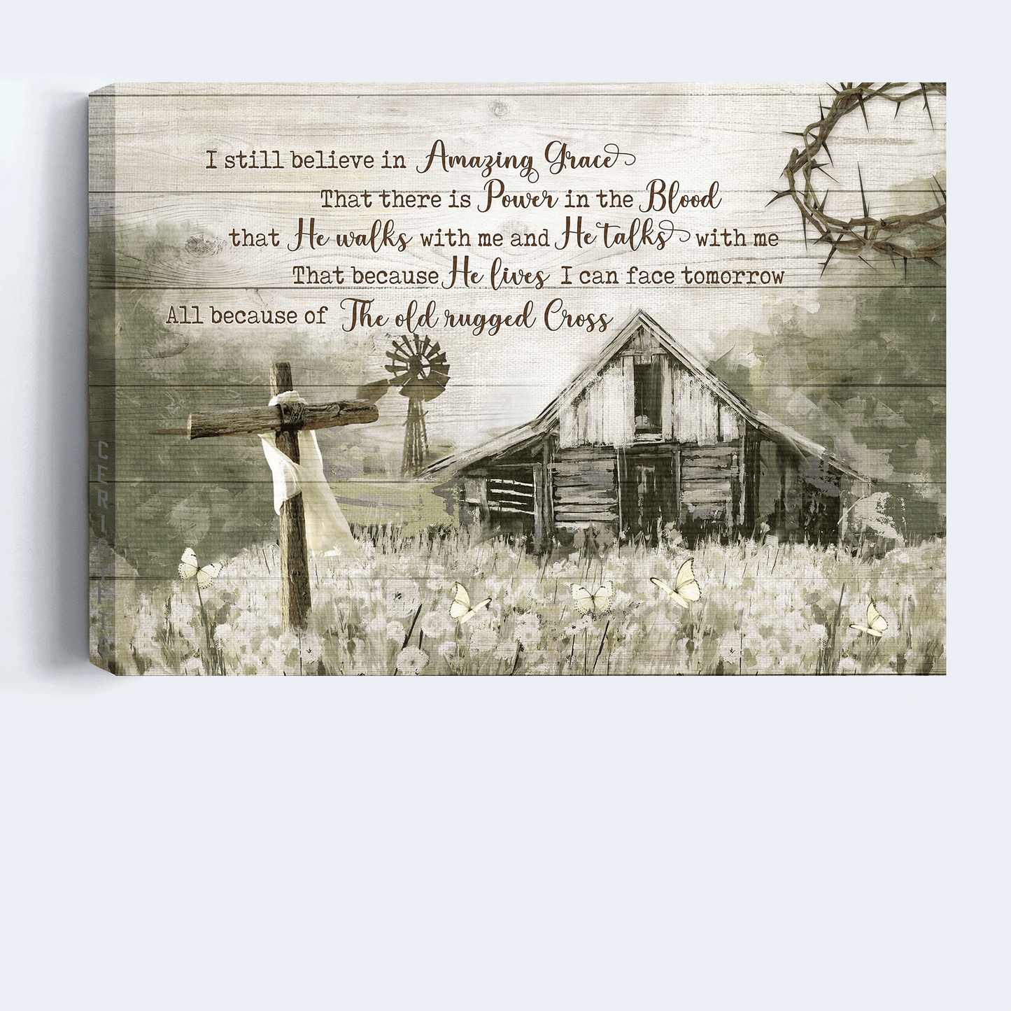 Jesus Landscape Canvas - Old Barn painting, Countryside, Dandelion Field Landscape Canvas - Gift For Christian - I still believe in amazing grace Landscape Canvas