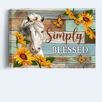 Jesus Landscape Canvas - White Horse Painting, Gorgeous Horse Canvas - Gift For Christian - Simply Blessed Canvas
