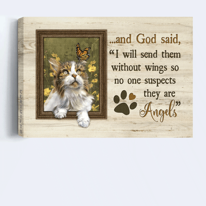 Jesus Landscape Canvas - Pretty cat, Yellow flower field, Small window Canvas - Gift for Christian, Pet lovers - I will send them without wings Landscape Canvas