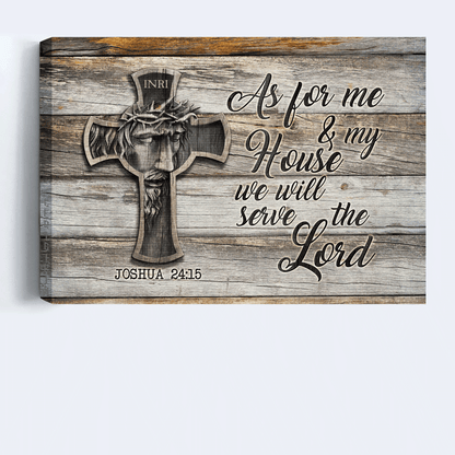 Jesus Landscape Canvas - Jesus painting, Bible verse, Jesus cross Landscape Canvas - Gift For Christian - We will serve the Lord Landscape Canvas