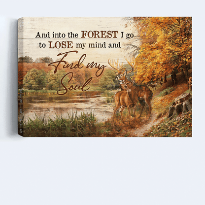 Jesus Landscape Canvas- Autumn Forest, Watercolor Deer, Lake View Landscape Canvas- Gift For Christian- Find My Soul