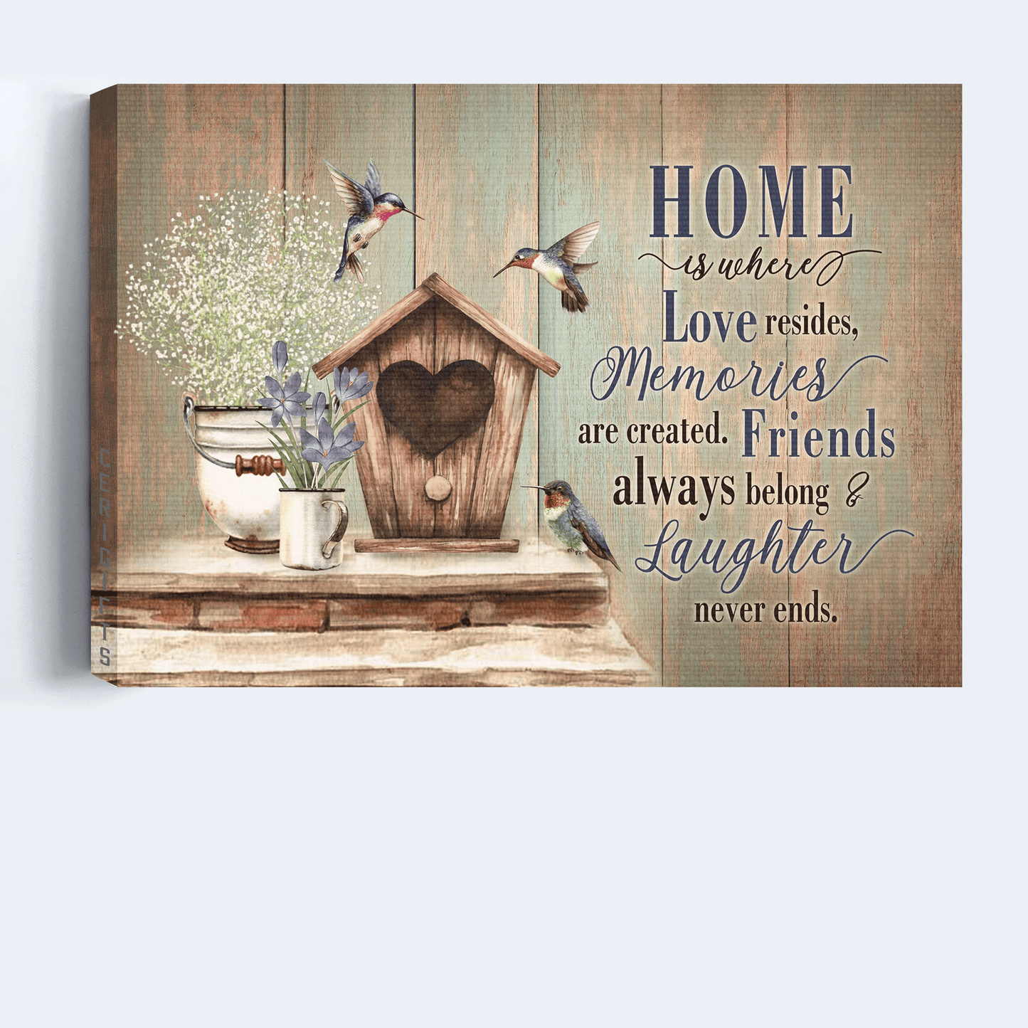 Jesus Landscape Canvas- Birdhouse, Hummingbird, Vintage flower canvas- Gift for Christian- Home is where love resides - Landscape Canvas Prints, Christian Wall Art