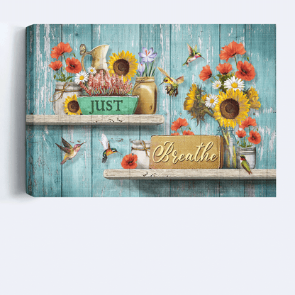 Jesus Landscape Canvas- Great flower painting, Beautiful hummingbird, Dream garden, Just breathe canvas- Gift for Christian - Landscape Canvas Prints, Christian Wall Art