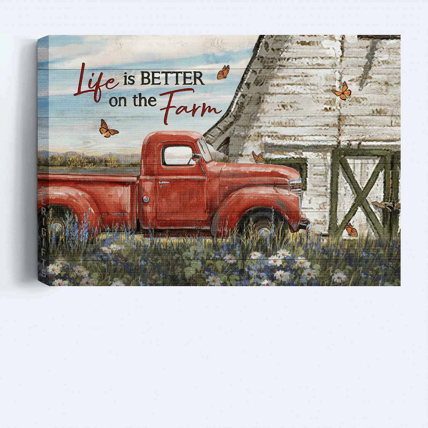 Jesus Landscape Canvas - Watercolor Ladybug Car, Lavender Garden, Butterfly Canvas - Gift For Christian - Life Is Better On The Farm Canvas