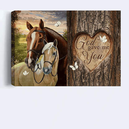 Jesus Landscape Canvas - Stunning Horse, Colorful Sunset, White Butterfly Canvas - Gift For Christian - God Gave Me You Canvas