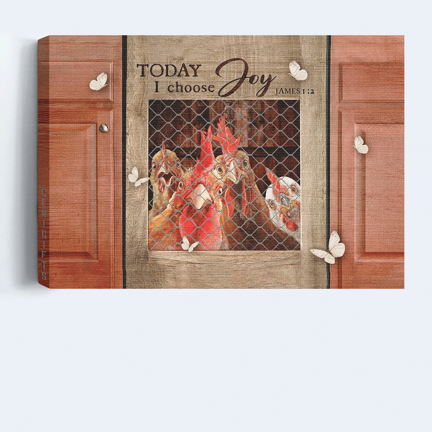 Jesus Landscape Canvas - Stunning Rooster, White Butterfly Canvas - Gift For Christian - Today I Choose Joy Canvas