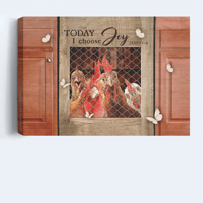Jesus Landscape Canvas - Stunning Rooster, White Butterfly Canvas - Gift For Christian - Today I Choose Joy Canvas