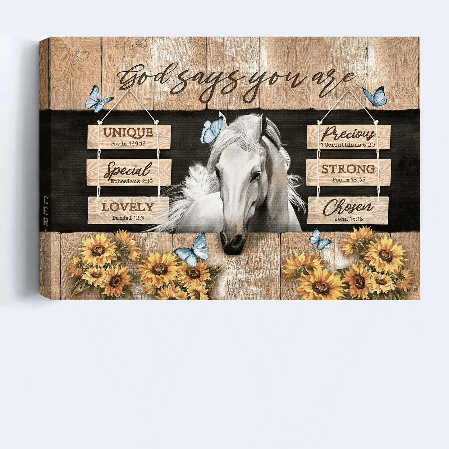 Jesus Landscape Canvas - Beautiful white horse, Sunflower Landscape Canvas - Gift For Christian - God says you are