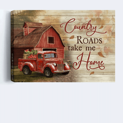 Jesus Landscape Canvas - Big House, Red Ladybug Car, Peace Farm Landscape Canvas - Gift For Christian - Country Roads Take Me Home Landscape Canvas