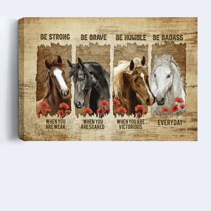 Jesus Landscape Canvas- Beautiful horses, Red poppy painting canvas- Gift for Christian- Be strong when you are weak