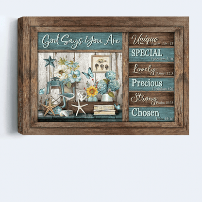 Jesus Landscape Canvas - Summer Vibe, Blue Lantern, Beautiful Flower Canvas - Gift For Christian - God Says You Are Unique Canvas