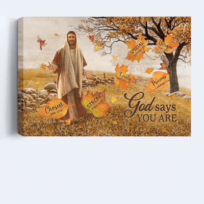Jesus Landscape Canvas - Beautiful maple forest, Autumn drawing, Jesus painting Landscape Canvas - Gift For Christian - God says you are