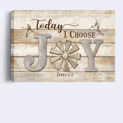 Jesus Landscape Canvas - White Hummingbird, Windmill Symbol, Jesus Drawing Canvas - Gift For Christian - Today I Choose Joy Canvas