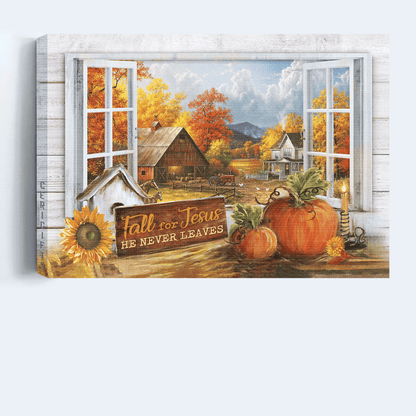 Jesus Landscape Canvas- Autumn Painting, Pumpkin, Halloween Artwork, Farmhouse Canvas- Gift For Christian- Fall For Jesus