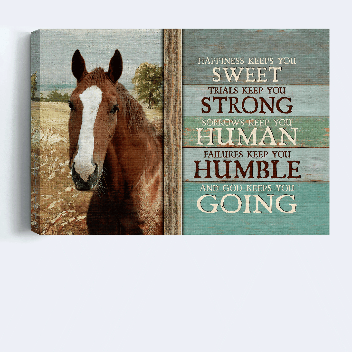 Jesus Landscape Canvas- Beautiful horse, Blue background, Horse painting canvas- Gift for Christian- Happiness keeps you sweet