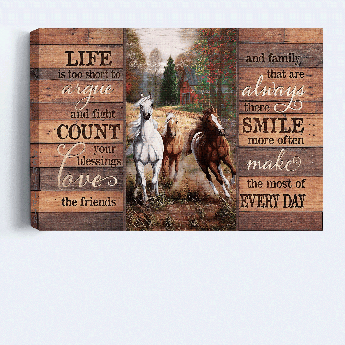 Jesus Landscape Canvas- Beautiful forest, Running horse, Red house canvas- Gift for Christian- Life is too short to argue