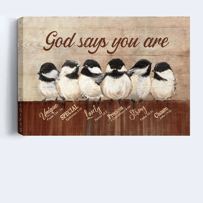 Jesus Landscape Canvas- Black-capped chickadee canvas- Gift for Christian- God says you are - Landscape Canvas Prints, Wall Art