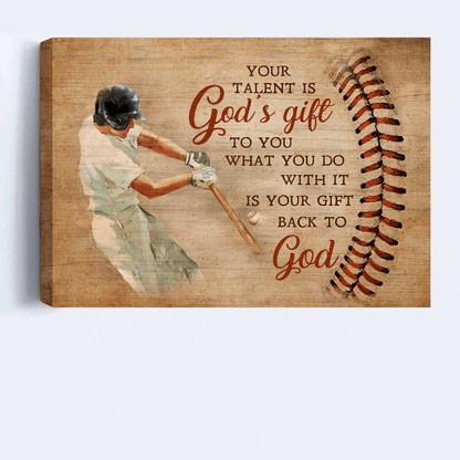 Jesus Landscape Canvas- Baseball Bat, Sport Drawing Landscape Canvas- Gift For Christian- Your Talent Is God's Gift To You