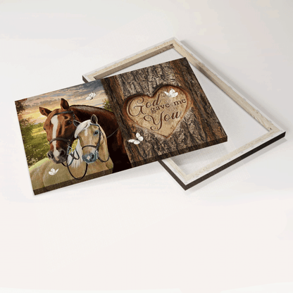 Jesus Landscape Canvas - Stunning Horse, Colorful Sunset, White Butterfly Canvas - Gift For Christian - God Gave Me You Canvas