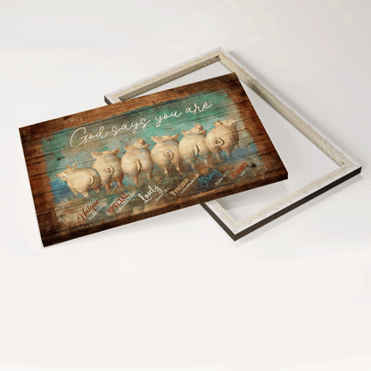 Jesus Landscape Canvas - Funny pig Landscape Canvas - Gift For Christian - God says you are Landscape Canvas