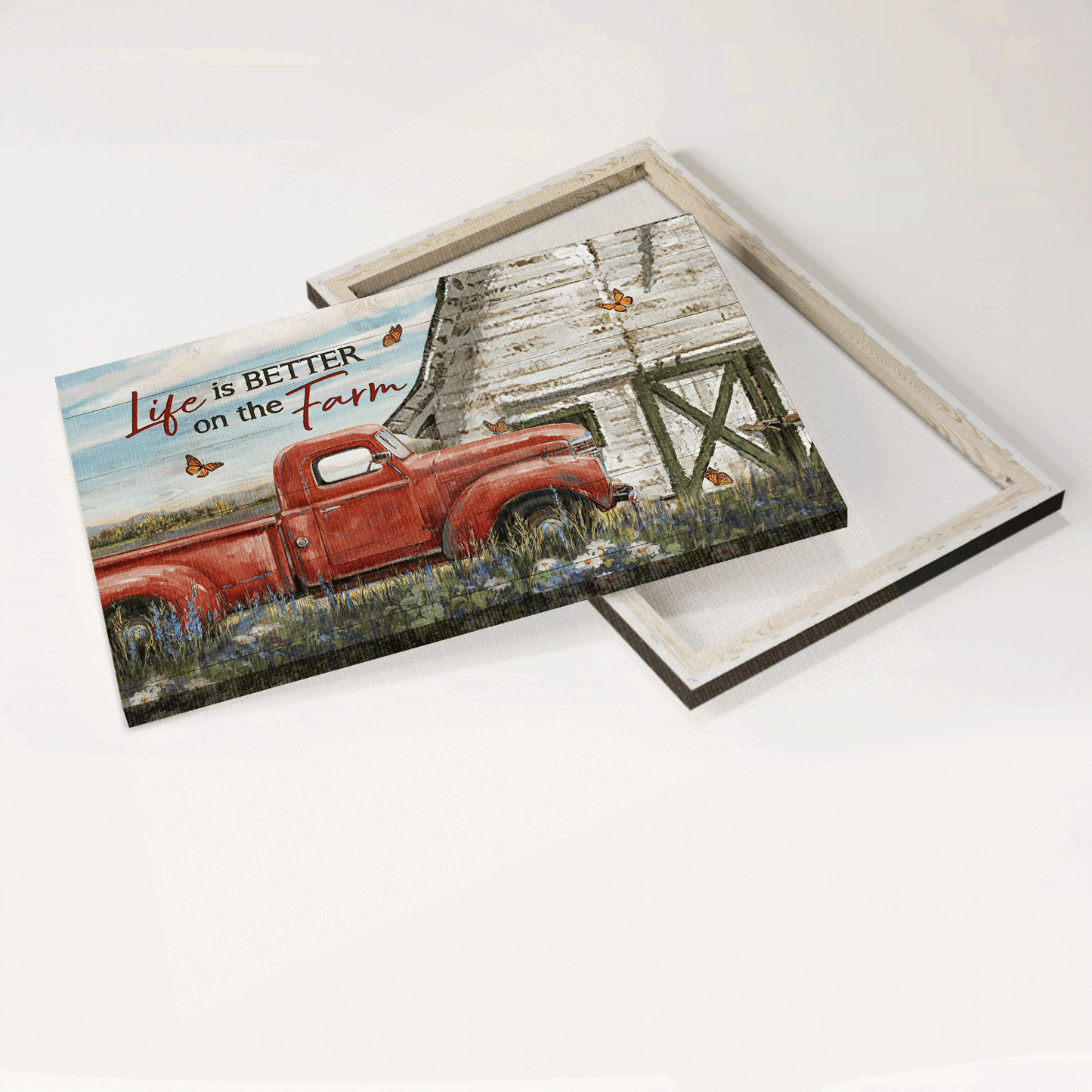 Jesus Landscape Canvas - Watercolor Ladybug Car, Old Barn, Windmill Canvas - Gift For Christian - Today I Choose Joy Canvas