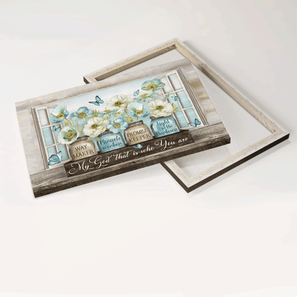 Jesus Landscape Canvas - Pastel jasmine, Blue butterfly, Way maker, Miracle worker Landscape Canvas - Gift For Christian - My God That is Who You Are Landscape Canvas