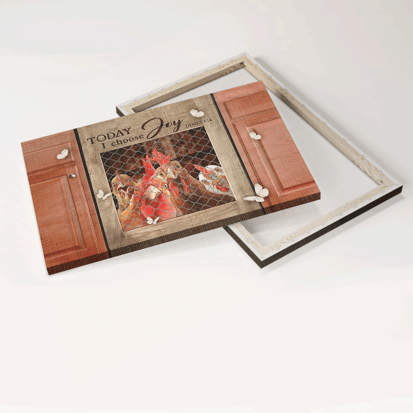 Jesus Landscape Canvas - Stunning Rooster, White Butterfly Canvas - Gift For Christian - Today I Choose Joy Canvas