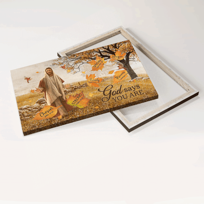 Jesus Landscape Canvas - Beautiful maple forest, Autumn drawing, Jesus painting Landscape Canvas - Gift For Christian - God says you are