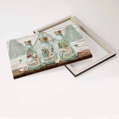 Jesus Landscape Canvas - Beautiful bottle, Summer vibe, Cactus painting Landscape Canvas - Gift For Christian - Just have faith