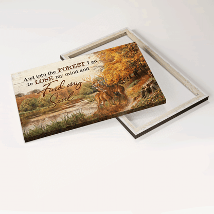 Jesus Landscape Canvas- Autumn Forest, Watercolor Deer, Lake View Landscape Canvas- Gift For Christian- Find My Soul