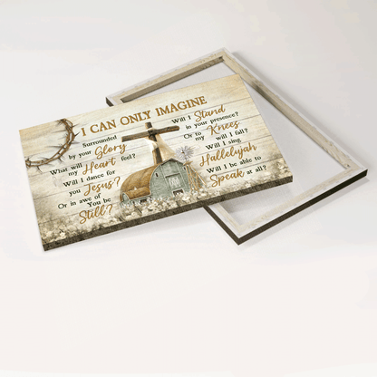 Jesus Landscape Canvas - Old barn painting, Wooden Cross, Flower Field Landscape Canvas - Gift For Christian - I can only imagine Landscape Canvas