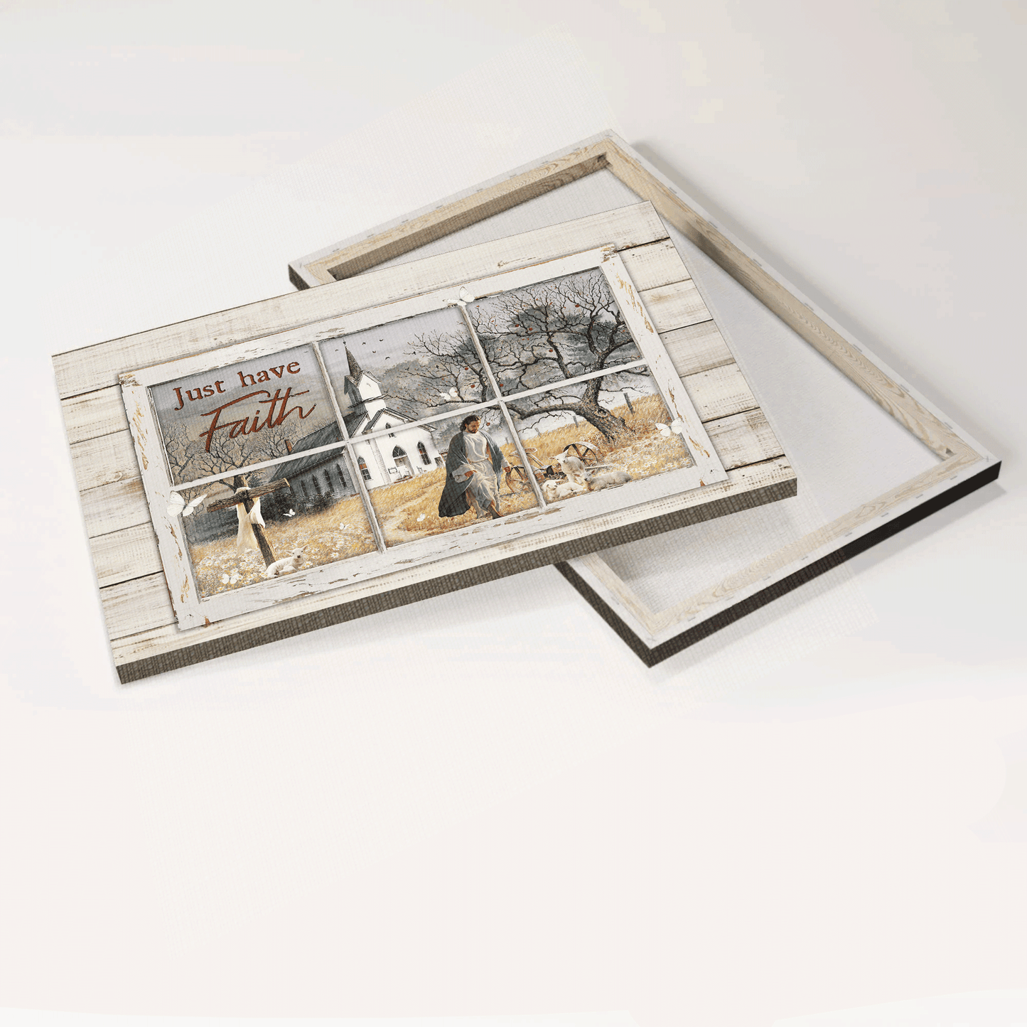 Jesus Landscape Canvas - Vintage Church, Peace Painting, Walking With Jesus Canvas - Gift For Christian - Just Have Faith Canvas