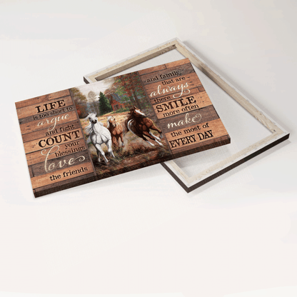 Jesus Landscape Canvas- Beautiful forest, Running horse, Red house canvas- Gift for Christian- Life is too short to argue