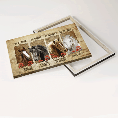 Jesus Landscape Canvas- Beautiful horses, Red poppy painting canvas- Gift for Christian- Be strong when you are weak