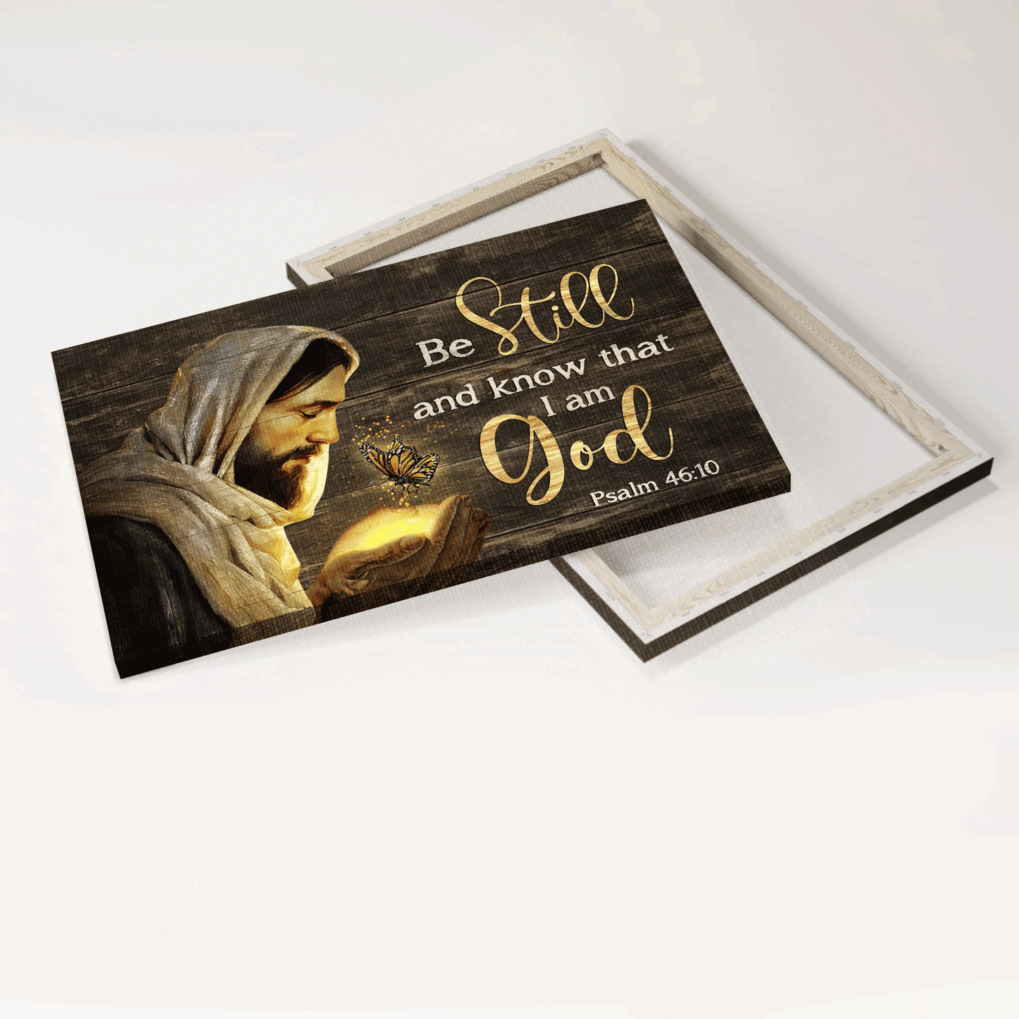 Jesus Landscape Canvas - The Life Of Jesus, Magic Butterfly, Jesus Drawing Canvas - Gift For Christian - Be Still And Know That I Am God Canvas