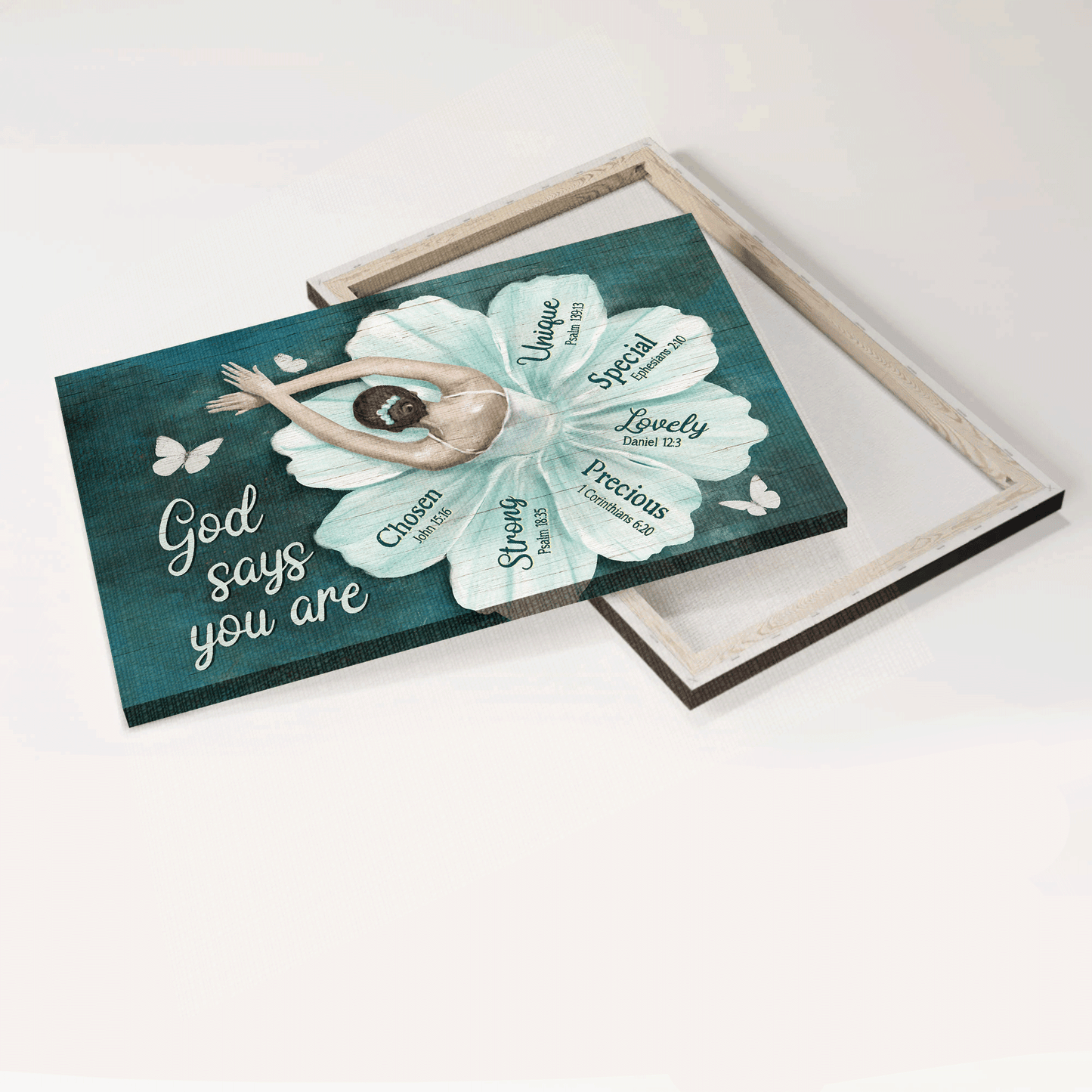 Jesus Landscape Canvas- Ballerina, Ballet Drawing, Flower Dress, Butterfly Landscape Canvas- Gift For Christian- God Says You Are