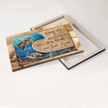 Jesus Landscape Canvas- Blue ocean, Sea turtle canvas- Gift for Christian- Every day is a new beginning - Landscape Canvas Prints, Wall Art