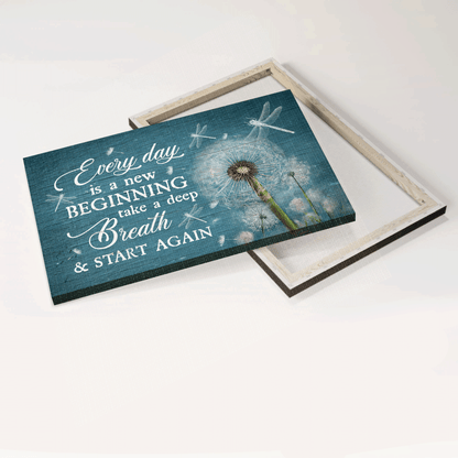 Jesus Landscape Canvas- Dandelion, Dragonfly canvas- Gift for Christian- Everyday is a new beginning