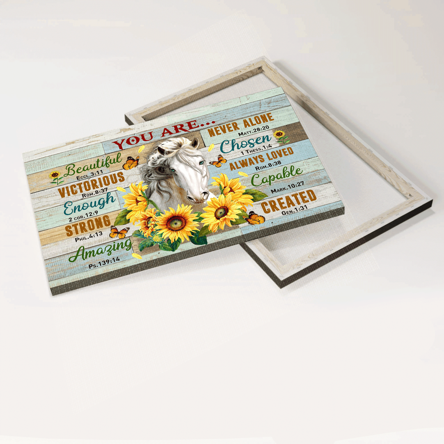 Jesus Landscape Canvas- Beautiful horse, Sunflower canvas- Gift for Christian- You are victorious, strong, never alone and always loved
