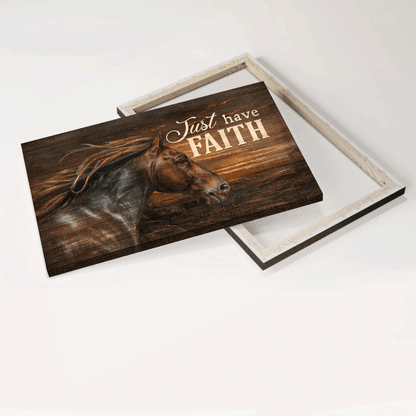 Jesus Landscape Canvas- Black horse, Dark orange sunset, Jesus painting- Gift for Christian- Just have faith - Landscape Canvas Prints, Christian Wall Art