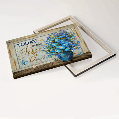 Jesus Landscape Canvas - Blue flowers, Flower vase, Beautiful butterflies Landscape Canvas - Gift For Christian -Today I choose joy Landscape Canvas
