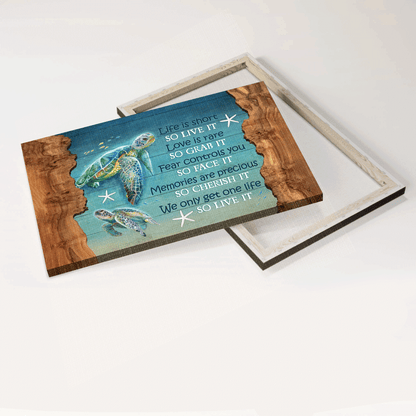 Jesus Landscape Canvas - Turtle, Ocean View, Starfish Canvas - Gift For Christian - We Only Get One Life So Live It Canvas