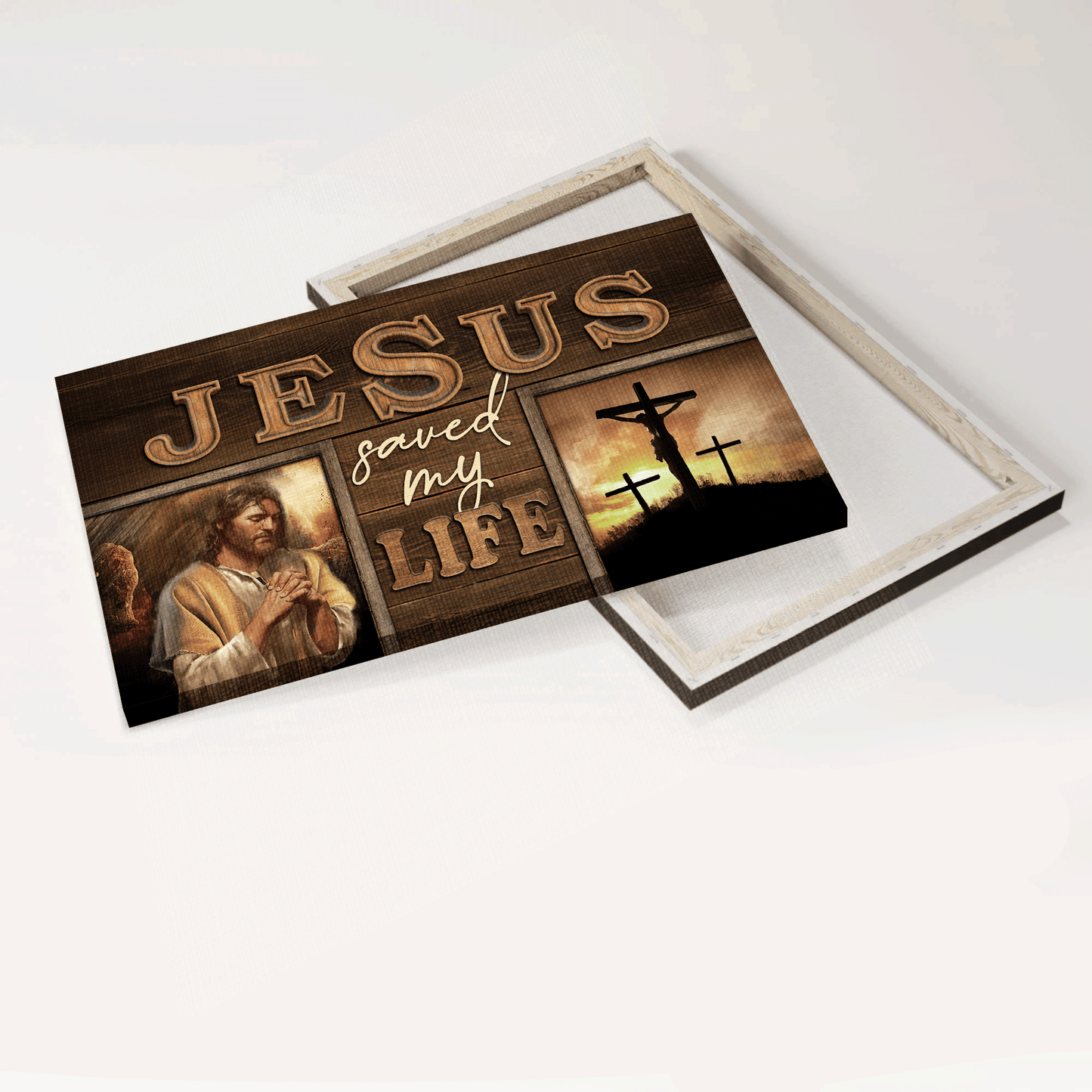 Jesus Landscape Canvas - Crucifixion of Jesus, Three crosses Landscape Canvas - Inspirational gift, Gift For Religious Christian - Jesus saved my life